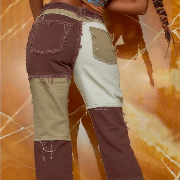 JadedIn London Brown Patchwork Denim Jeans - Picture 2 of 4